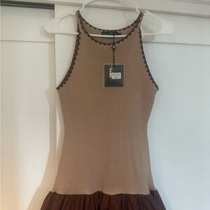 Balboa Beige and Brown Women's Tank Top Dress